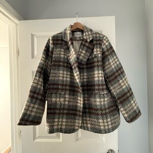 Anthropologie Checkered Wool-Blend Blazer